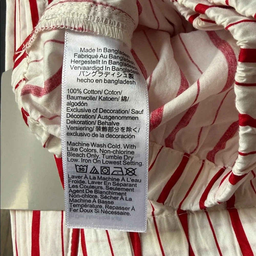 NWT J. Crew Cotton Poplin Long-Sleeve Pajama Pant Set Red Peppermint Stripe, XXL - Picture 7 of 7
